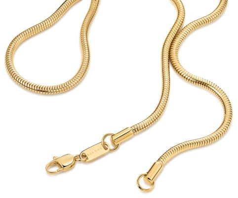 DJADEE Kette Gold 750 vergoldet 18 Karat Edelstahl Schlangenkette rund Wasserfest Hypoallergen 1.2, 2 und 3 mm Damen Herren Kinder Geschenk PVD Vergoldung 18KGP Gestempelt