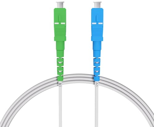 nexinex - 5m Câble Fibre Optique Blanc SC/APC vers SC/UPC | Compatible free, etc. | Simplex Monomode OS2 FTTH Câble Fibre Optique