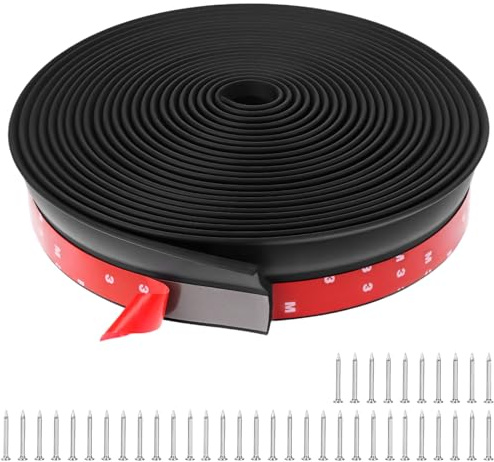 QWORK® Garage Door Seal 10m, Garage Door Rubber Seal, for Leaf, Dirt, and Weather Protection, with Nails