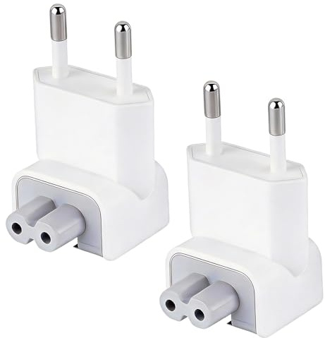 Weciau Mac AC Charger Adapter, 2 Pcs Compact European Travel Charger Converter with 2 Pins, Spare Connector Replace Plugs for Macbook, AC Adaptor Wall Plug for European Outlets