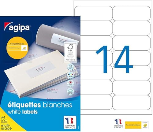 agipa 118986 Universal-Etiketten, 99,1 x 38,1 mm, weiß