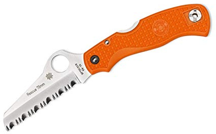 Spyderco C45SOR Couteau de Poche à Lame dentelée Rescue Jr Orange