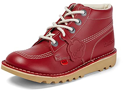 Kickers Youth Unisex Kick Hi Classic Ankle Boots | Extra Comfortable | Added Durability | Premium Quality, Red, 5 UK