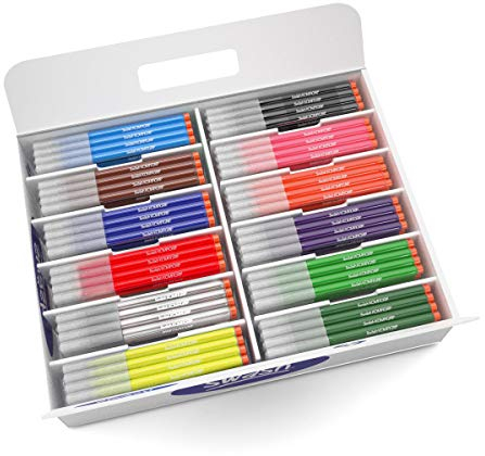 Swash TC300BD Komfigrip Colouring Pens, Class tray, Broad Tip (Pack of 300) Assorted