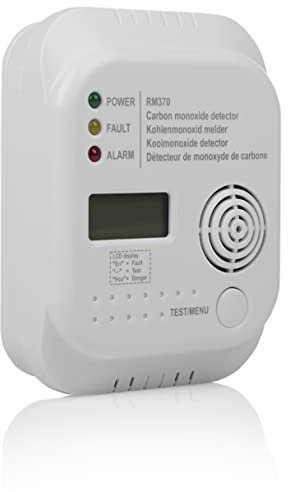 Smartwares RM370 Batteriebetrieben, Kohlenmonoxid CO Melder mit Display und Temperaturanzeige, Prüftaste, 1 Stück
