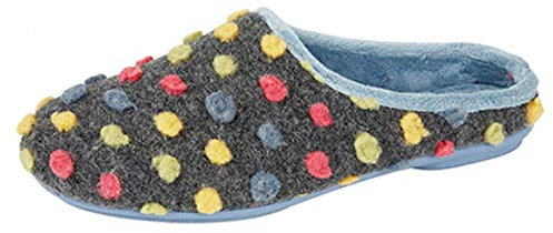 Sleepers Womens Amy Spotted Knit Mule Slippers 6 UK Blue