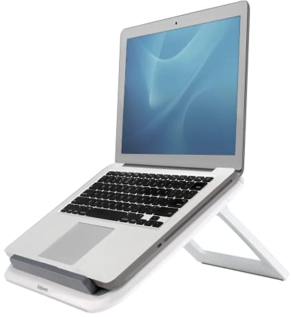 Fellowes Laptop Stand for Desk - I-Spire Series Adjustable Stand for the Home and Office - Portable Stand with 7 Height Adjustments - Max Monitor Size 17, Max Weight 4KG - White
