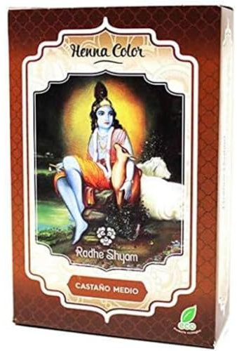 Radhe Henna Castaño Medio Polvo Radhe 100 Gr Henna Polvo Radhe Shyam 100 ml