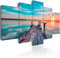 B&D XXL Acrylglasbild Landschaft Natur 200x100 cm 5 Teilig Wandbild auf Acryl Glasbilder Kunstdruck Moderne Acrylglas Platte Wanddekoration Geschenke Heimdekoration Glasbild Brücke See Himmel