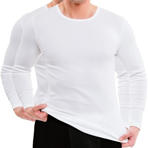 HERMKO 3640 Lot de 2 Chemises Hommes, Longues Manches, 100% Coton Biologique, Taille:4 (L), Couleur:Blanc