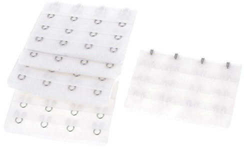 sourcing map Lady 3-Row 4 Position Hooks Eye Tape Bra Strap Extender 5 Pieces White One Size White One Size
