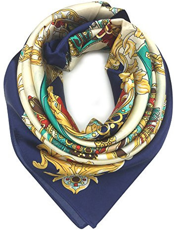 YOUR SMILE Damen seide wie schal mode muster große quadratische satin kopftuch 121 Large