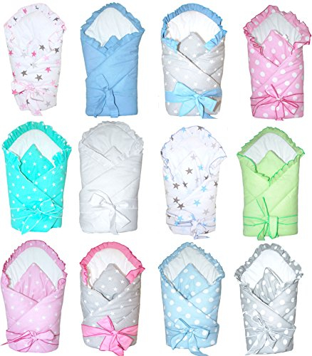 Babyhörnchen mit Rüsche Babynest, Schlafsack Steckkissen Pucktuch Einschlagdecke D4