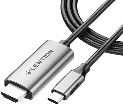 LENTION Adaptador Cable de 1,8 M USB C a HDMI 2.0 (4K@60Hz) para MacBook Pro 13/14/15/16 2024-2016, Nuevo Mac Air/iPad Pro/Surface, Chromebook, Samsung S20/S10/S9/S8/Plus/Note (CU707,Gris)
