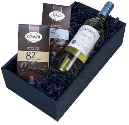 The Wine Guys The Wine Guys Geschenkset „Himmlische Verführung“ - Italienischer Weißwein & Französische Schokoladen in Präsentverpackung
