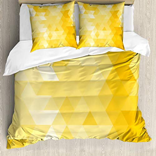 ABAKUHAUS Gelb Bettbezugs Set Für Doppelbetten, Geometric Triangle, Milbensicher Allergiker geeignet mit Kissenbezügen, Gelb