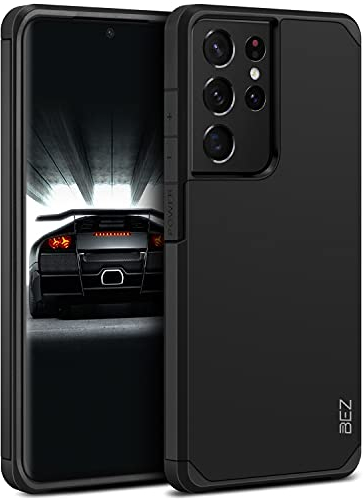BEZ Cover per Samsung S21 Ultra, Custodia per Samsung Galaxy S21 Ultra 5G Rigida Protettiva con Impact [Antiurto, Assorbimento-Urto] Bumper Protezione da Cadute e Urti Posteriore, Nero