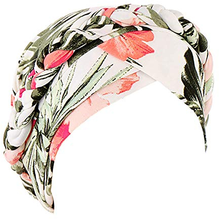 Geflochtener Turban-Hut mit Blumenmuster - Beige - Medium