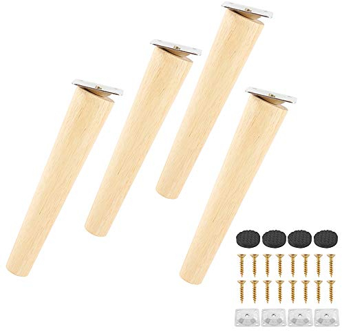 miuline Lot de 4 Pieds de Canapé Bois Massif, Pieds de Meubles pour Fauteuil, Table de Nuit, Armoire, Tiroir(20cm,Oblique)