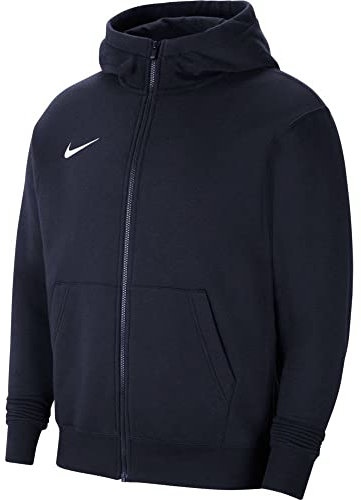NIKE Kid Y Nk Flc Park20 Fz Hoodie Sweatshirt, Obsidian/White, 8-9 Years UK