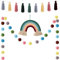 Boao Bommel-Girlande, Boho, Regenbogen-Makramee, Wandbehang, Regenbogen-Quaste, Banner, Girlande, Baumwoll-Bommel, Dekoration für Zuhause, Party, Dusche, Klassenzimmer, Zubehör (weiche