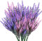 8 Pcs Artificial Lavender Flowers Bouquets, Decorative Plastic Faux Fake Flowers, Lavender Plants Greenery Shrubs Bushes Decorations for Indoor Outdoor Home Wedding Garden Decor - Purple & Pink