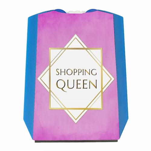 Shopping-Queen Parkscheibe mit Goldrahmen mit 2 Einkaufswagenchips in rosa mit lustigem Spruch Frauen-Auto Frau am Steuer Geschenk Einkaufen Frauengeschenk Parkplatz Parkuhr Lady