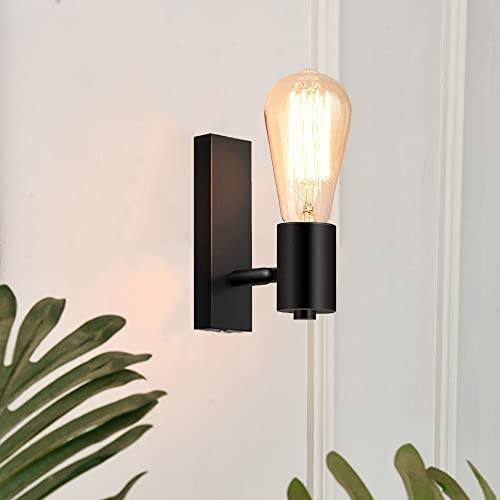 Mengjay Wandleuchte Innen Vintage,Industrial Retro Wandlampen aus Metall,E27 Wandlampe Schwarz,Verstellbare Wandstrahler für Schlafzimmer Wohnzimmer Flur Küche