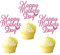 Arthsdite 24Pcs Happy Mothers Day Cupcake Toppers Mom Cupcake Picks Love Mum Cake Decoration Party Supplies for Mother's Day Party Decorations Supply- Pink Glitter