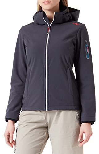 CMP - Damen-Softshelljacke mit abnehmbarer Kapuze, Anthrazit-Deep Lake, D38