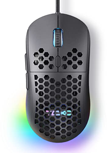 TMKB M1se Gaming Maus mit 12800 DPI Optischer Sensor,6 Programmierbare Tasten Wabenmaus,Anpassbares RGB Computer Mouse,Schleppfreies Paracord,Ergonomische für Windows PC MAC-Schwarz