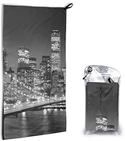 AROONS Schnell trocknendes Handtuch mit Tasche – New York bedruckt, super saugfähiges Gesichtstuch, Mikrofaser, Reise-Sport-Handtücher, 40 x 80 cm