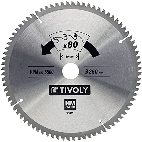 Tivoly XT50514004491 Lame de Scie Circulaire Ø250 x30mm x Z: 80 Dents Carbure, Coupe Finition -Pour plastique, aluminium, multimatériau -Pour scie radiale et de table