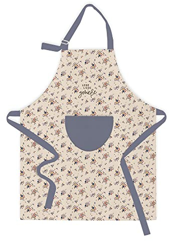 Grafik-Werkstatt Unisex Kochschürze |Schürze mit lustigem Spruch | Lebe Liebe Genieße, weuß, OneSize