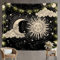 Arawat Wandteppich Sonne Mond Wandtuch Schwarz Gold Wandteppich Mond Sonne Wanddeko Psychedelic Teppich Gothic Wandteppiche Trippy Tapestry Wandtuch Wandbehang Boho Wand Deko (150 x 200cm)