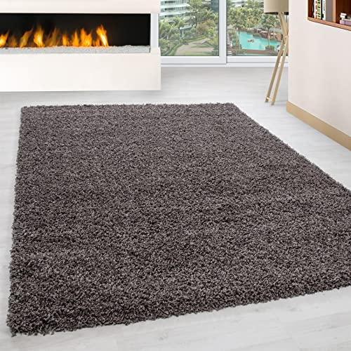 Miovani Hochflor Teppich 240 x 340 cm Taupe - Besonders weicher Shaggy Teppich in vielen Farben & Größen für Dein gemütliches Zuhause - Teppich Wohnzimmer & Schlafzimmer