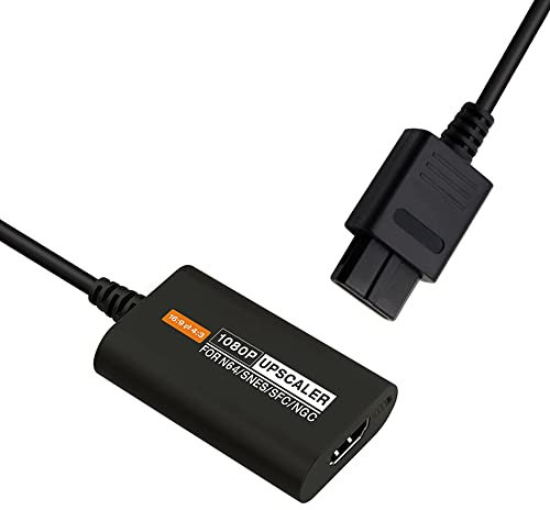 NORMICHIC Convertidor HDMI 1080P Upscaler para N64 SNES SFC NGC, adaptador de cable compatible con HDMI 16:9/4:3 convertidor de interruptor de relación de aspecto para consola Nintendo Gamecube (negro