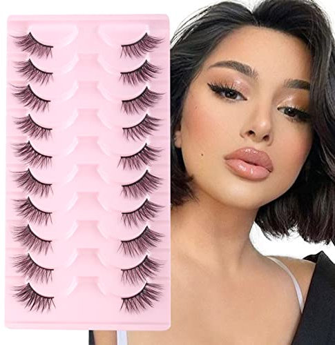 Glowing Win Demi Faux Cils 3D Faux Cils Naturel Court 10 Paires Cat Eye Half Lashes Reutilisable Corner Eyelashes Doux Faits à la main de Coin Cils