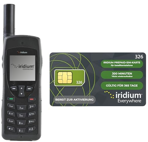 OSAT Iridium 9555 Satellitentelefon + 300 Minuten Prepaid-SIM Gültigkeit 365 Tage Robustes, wasserdichtes, GPS-fähiges Gerät Weltweite Abdeckung für Sprache und SMS ideal für Notfallkommunikation