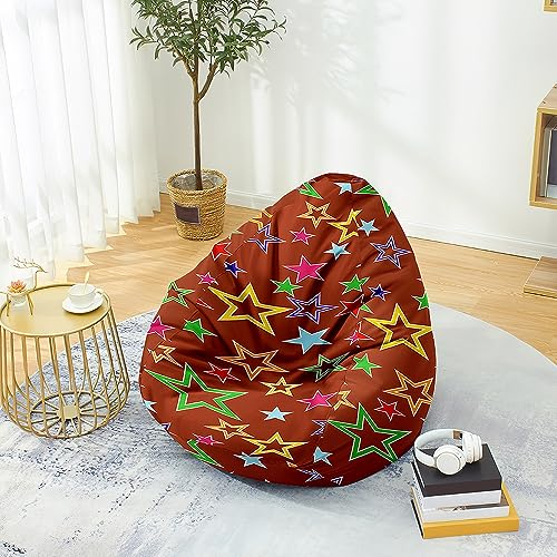 Mateju Sitzsack, Gemütlich Sitzsack Kinder, Sitzsack Erwachsene oder als Gaming Bean Bag, 3D-Goldener Stern Blume Garten Relaxo Sitzsack Geeignet für Lnnen Oder Außen zum Liegen Oder Sitzen (XL,Braun)