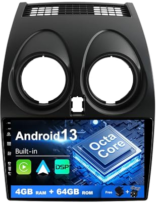 SXAUTO Android 14 IPS Autoradio für Nissan Qashqai J10 (2006-2015) - Eingebaut Carplay/Android Auto/DSP - LED Kamera + MIC - 4G+64G - DAB 360-CAM Lenkradsteuerung Fast-Boot WiFi AHD - 2 Din 9 Zoll