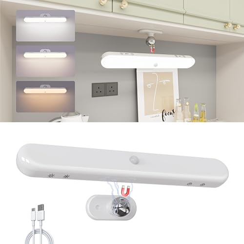 LED schminktisch beleuchtung, Dimmbar Make up Licht für Schminktisch Lampe, Tragbare Abnehmbare 360°Drehung Spiegellampe Badezimmer, 2000mAh Wiederaufladbar Beleuchtung Spiegelleuchte(White, 27CM)