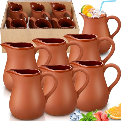 Gejoy 6 Pcs 37 oz Cantaritos De Barro Mexicanos Mexican Clay Mugs, Classic