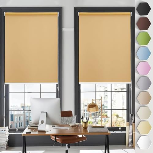 Straight Edge Dim-Out Roller Blind 40 x 50 cm Thermal Insulated,UV Protection, Roller Window Blind with Beaded Chain for Window and Door, Cream Color