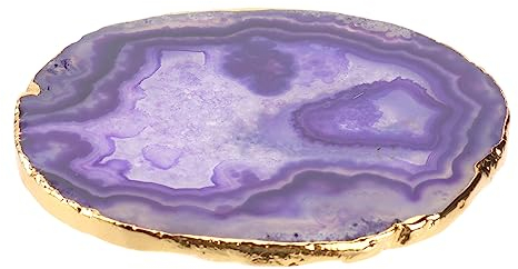 GOOHOCHY Jade-Untersetzer natürliche Tischsets Achatscheiben Wohnkultur glasuntersetzer ovaler Untersetzer vergoldete Untersetzer Kristall Dekorationen Kaffeetasse Tablett schmücken Violett