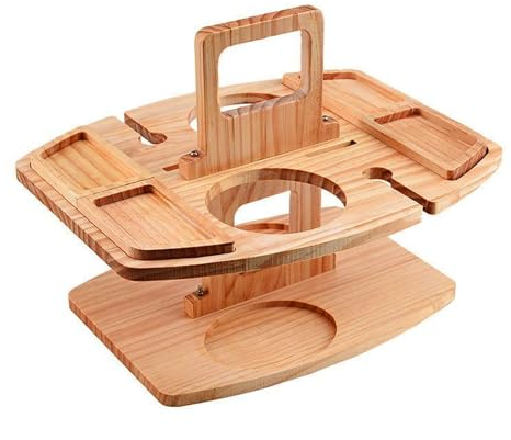 Sparklenut Portable Folding Wine Table, Wooden Picnic Table With Glass Holder, Collapsible for Gardens, Balconies and Outdoor Camping