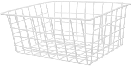 PRETYZOOM Freezer Storage Basket Refrigerator Freezer Baskets Metal Freezer Basket Coated Wire Baskets Fruit Freezer Drawer Basket Chest Freezer Iron Trash Can White Hanging Basket