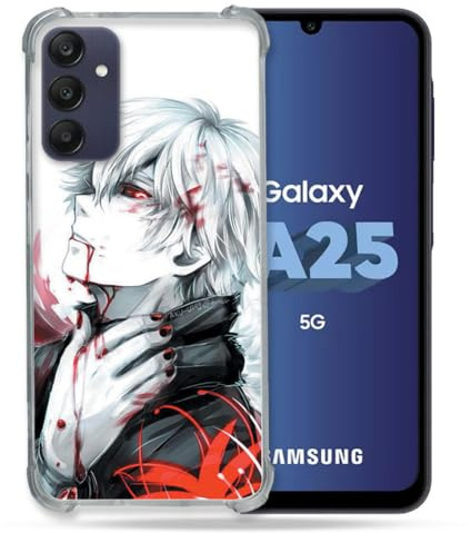 Cokitec Verstärkte Schutzhülle für Samsung Galaxy A25 5G, Manga Tokyo Ghoul Kaneki, Weiß