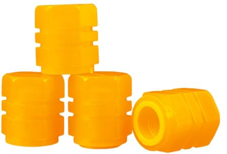 4 Stück Leuchtende Ventilkappen Auto, 5-Farben der Universelle Fluoreszierende Reifenventilkappen, ABS Kunststoff-Reifen Ventilkappen Glowing in Dark für PKW,Fahrrad, Motorrad (Yellow)