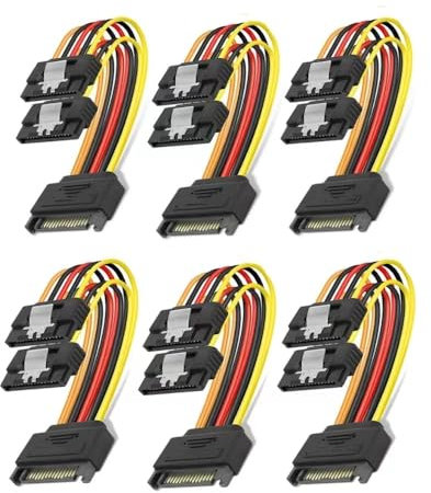 Cavo di prolunga di alimentazione SATA, adattatore cavo di prolunga SATA da 15 pin maschio a femmina da 6 pezzi for disco rigido, HDD, SSD, PCIE (Size : 20CM, Color : 6PCS With lock)